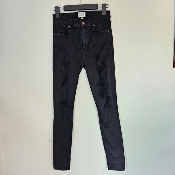 Agolde Sophie Distressed High Rise Skinny Jeans In Moonstruck Black 28 - Picture 4 of 15